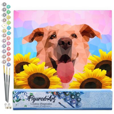 Malen-nach-Zahlen-DIY-Set – Hunde-Polygon-Kunst – gerollte Leinwand