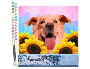 Peinture par Numéro Kit DIY - Chien Polygon Art - Toile roulée 1