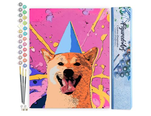 Peinture par Numéro Kit DIY - Chien souriant pop art - Toile roulée