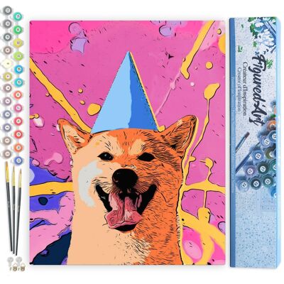 Peinture par Numéro Kit DIY - Chien souriant pop art - Toile roulée