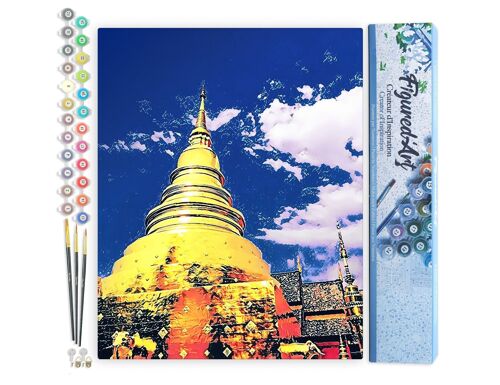 Peinture par Numéro Kit DIY - Temple de Chiangmai - Toile roulée