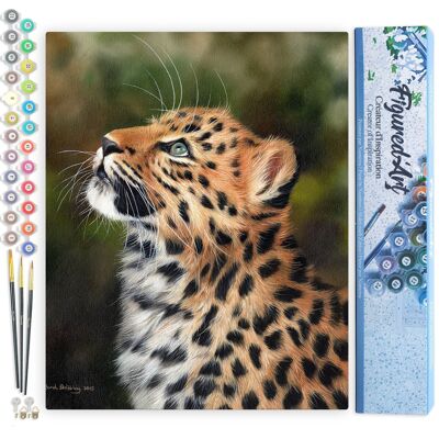Paint by Number DIY Kit - Curious Leopard - Rolled Canvas