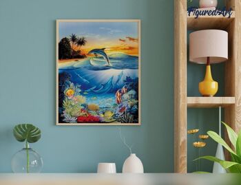 Peinture par Numéro Kit DIY - Dauphins dans le lagon - Toile roulée 4