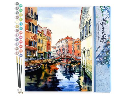 Peinture au Numéro Kit DIY - Aquarelle de Venise - Toile roulée