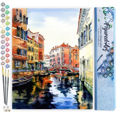 Kit de bricolaje de pintura por número - Acuarela de Venecia - Lienzo enrollado