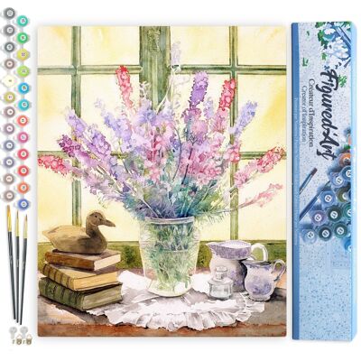 Peinture par Numéro Kit DIY - Bouquet de Lupin - Toile roulée