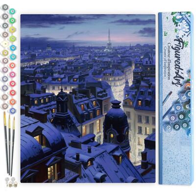 Paint by Number DIY Kit - Roofs of Paris - Rolled Canvas