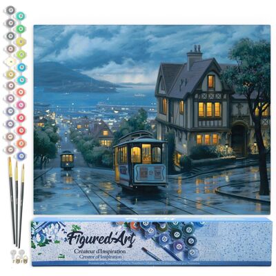 Peinture par Numéro Kit DIY - Tramway au crepuscule - Toile roulée