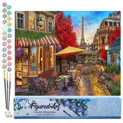 Paint by Number DIY Kit - Terrace in Paris - Rolled canvas