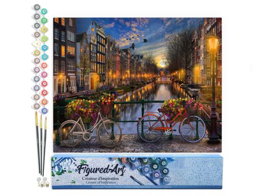 Peinture par Numéro Kit DIY - Canal Amsterdam - Toile roulée