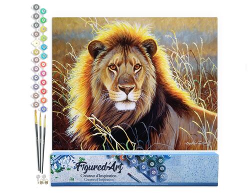 Peinture par Numéro Kit DIY - Lion dans la savane - Toile roulée