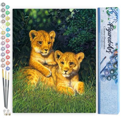 Paint by Number DIY Kit - Lion Cubs - Rolled Canvas