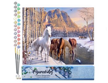 Peinture par Numéro Kit DIY - Chevaux à la fin de l'hiver - Toile roulée 1