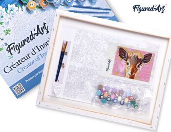 Peinture par Numéro Kit DIY - Biche mignonne - toile tendue sur châssis en bois 5