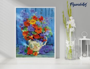 Peinture par Numéro Kit DIY - Bouquet orange et violet - toile tendue sur châssis en bois 4
