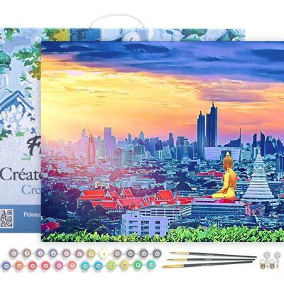Painting by Number DIY Kit - Buddha Bangkok - canvas stretched on wooden frame