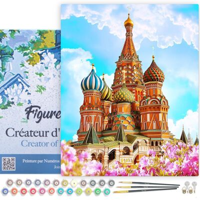 Paint by Number DIY Kit - St Basil's Cathedral - stretched canvas on wooden frame