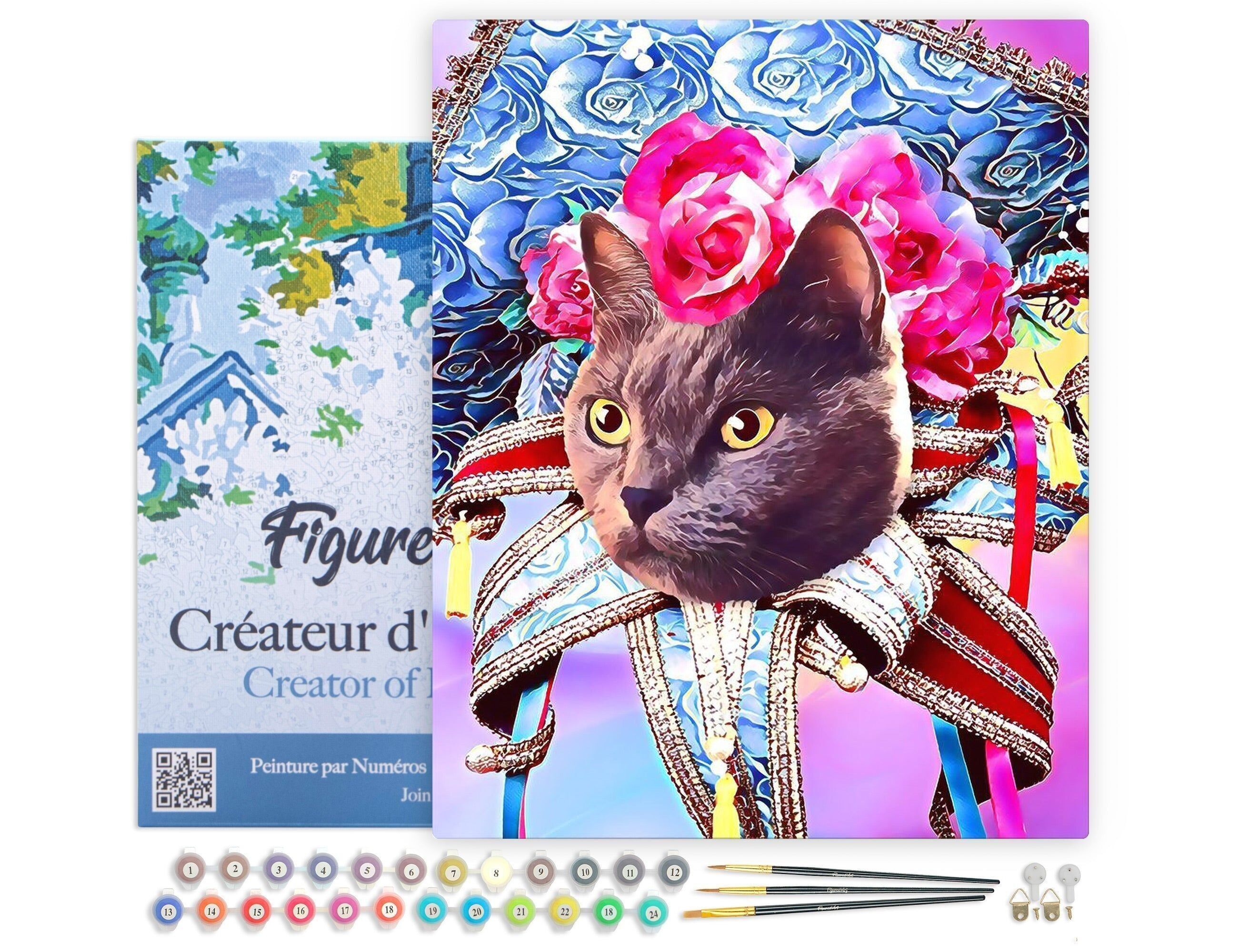 Kit fai da te da dipingere con i numeri - Gatto Mardigras - tela su telaio in legno