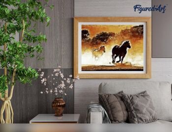 Peinture par Numéro Kit DIY - Chevaux en action - toile tendue sur châssis en bois 4