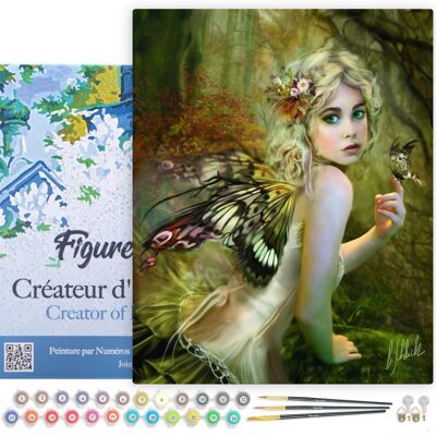 Paint by Number DIY Kit - Golden Fairy - stretched canvas on wooden frame
