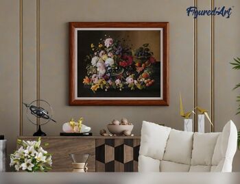 Peinture par Numéro Kit DIY - Fleurs et Fruits - Severin Roesen - toile tendue sur châssis en bois 4