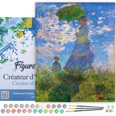 Kit de bricolaje para pintar por números - El paseo marítimo - Monet - lienzo tensado sobre marco de madera