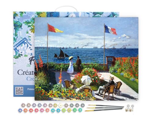 Peinture par Numéro Kit DIY - La terrasse à Sainte-Adresse - Monet - toile tendue sur châssis en bois