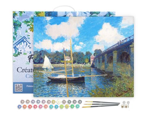 Peinture par Numéro Kit DIY - Le Pont d'Argenteuil - Monet - toile tendue sur châssis en bois