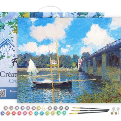 Peinture par Numéro Kit DIY - Le Pont d'Argenteuil - Monet - toile tendue sur châssis en bois