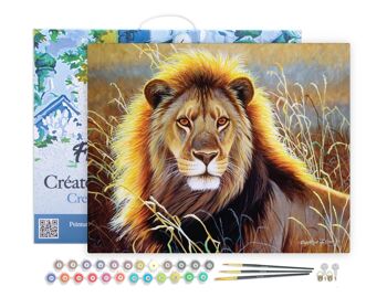 Peinture par Numéro Kit DIY - Lion dans la savane - toile tendue sur châssis en bois 1