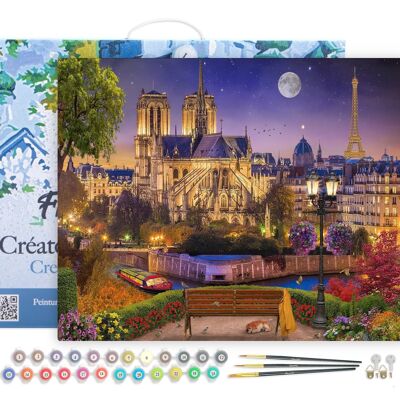 Paint by Number DIY Kit - Notre-Dame Etoilée - canvas stretched on wooden frame