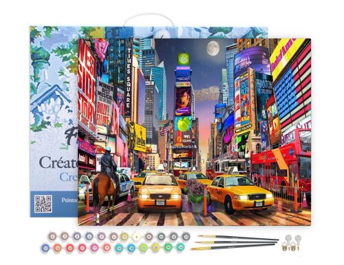 Peinture par Numéro Kit DIY - Nuit à Timesquare - toile tendue sur châssis en bois