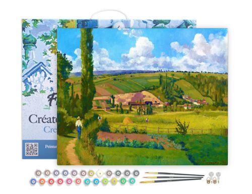 Peinture par Numéro Kit DIY - Paysage aux Pâtis - Camille Pissarro - toile tendue sur châssis en bois