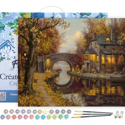 Paint by Number DIY Kit - Retirement and tranquility - canvas stretched on wooden frame