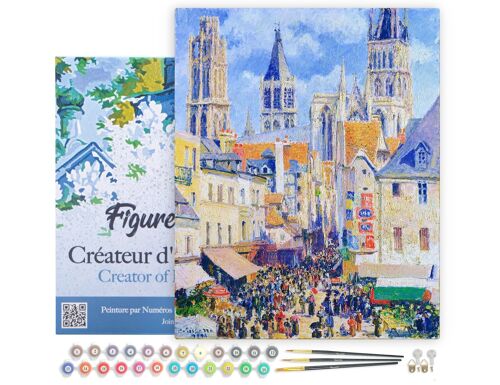 Peinture par Numéro Kit DIY - Rue de l'Épicerie, Rouen - Camille Pissarro - toile tendue sur châssis en bois