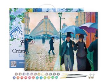 Peinture par Numéro Kit DIY - Rue de Paris, temps de pluie - Gustave Caillebotte - toile tendue sur châssis en bois 1