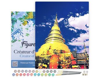 Peinture par Numéro Kit DIY - Temple de Chiangmai - toile tendue sur châssis en bois 1