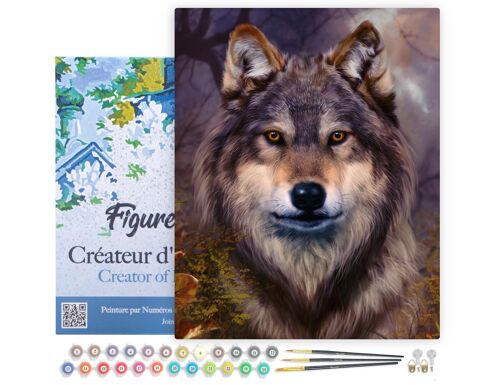 Peinture par Numéro Kit DIY - Tête de loup - toile tendue sur châssis en bois