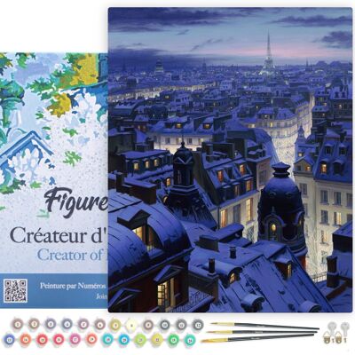 Kit de bricolaje Paint by Number - Tejados de París - lienzo tensado sobre marco de madera