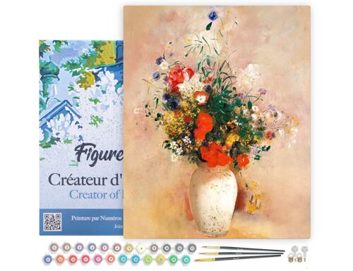 Peinture par Numéro Kit DIY - Vase de Fleurs - Odilon Redon - toile tendue sur châssis en bois
