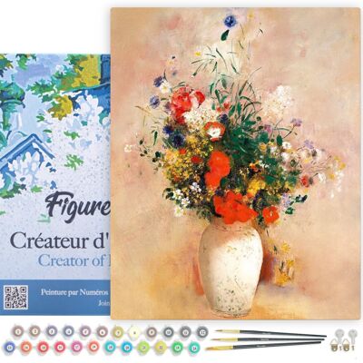 Peinture par Numéro Kit DIY - Vase de Fleurs - Odilon Redon - toile tendue sur châssis en bois