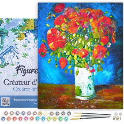 Malen-nach-Zahlen-DIY-Set – Vase mit Mohnblumen – Van Gogh – gespannte Leinwand auf Holzrahmen