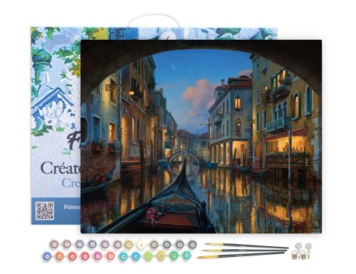 Peinture par Numéro Kit DIY - Visite du canal de Venise - toile tendue sur châssis en bois