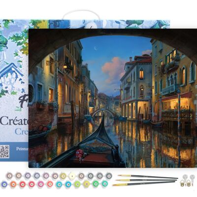 Kit de bricolaje Paint by Number - Visita el Canal de Venecia - lienzo tensado sobre marco de madera