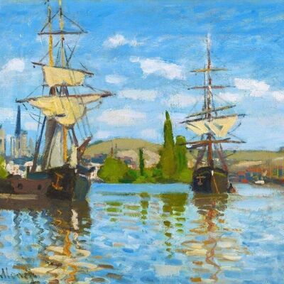 DIY-Kreuzstich-Stickset – Boote segeln auf der Seine in Rouen – Monet