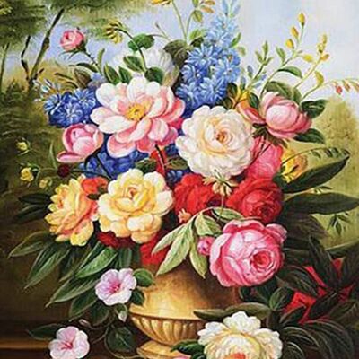 DIY Cross Stitch Embroidery Kit - Multicolored Bouquet