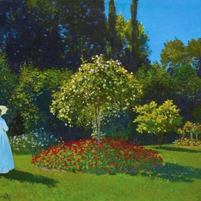 Kit di ricamo a punto croce fai-da-te - Signora in bianco in giardino - Monet