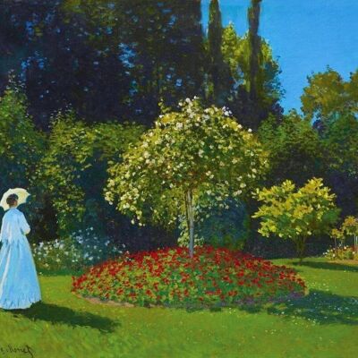 Kit de Broderie Point de Croix DIY - Dame en blanc au jardin - Monet