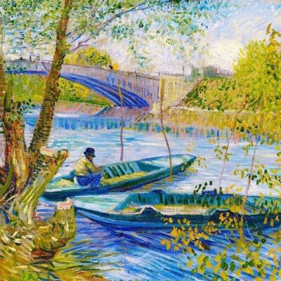 Kit de Broderie Point de Croix DIY - La pêche au Printemps, Pont de Clichy - Van Gogh