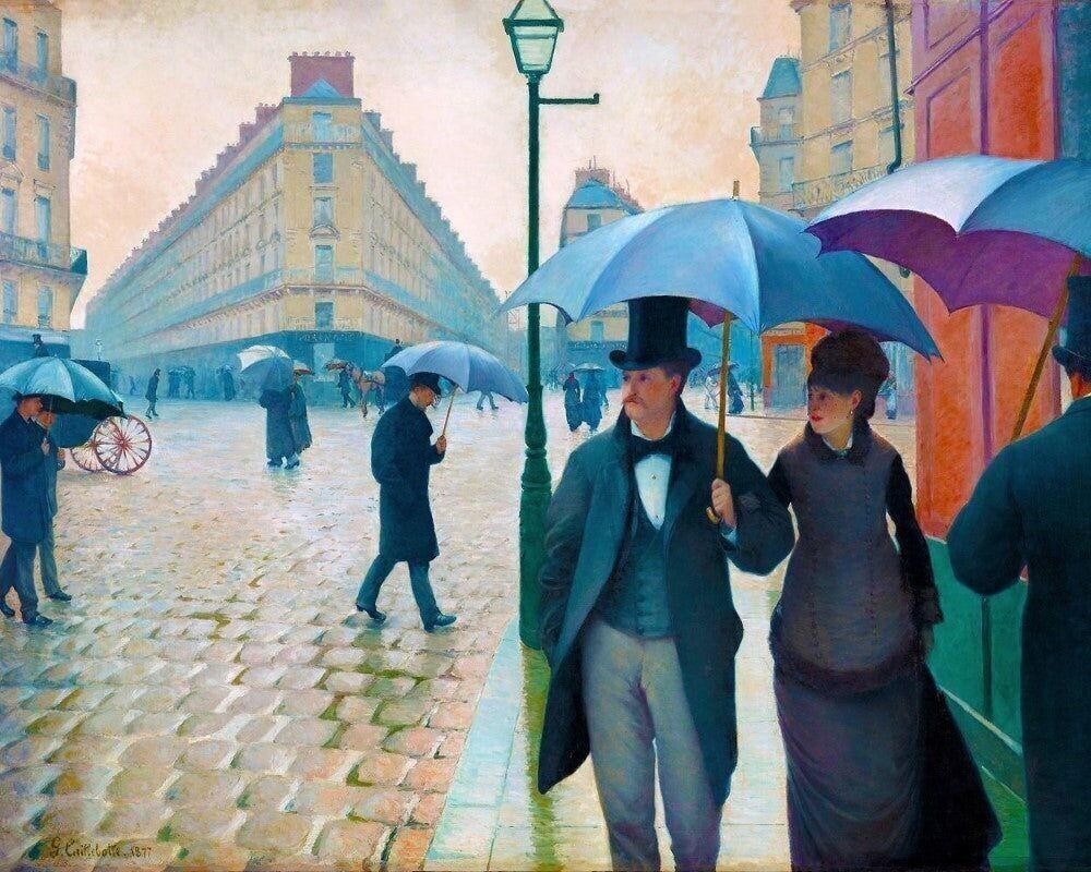 DIY Kreuzstich-Stickset – Pariser Straße, regnerisches Wetter – Gustave Caillebotte